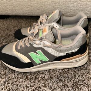 New Balance 997H Black and White Sneakers with Green Detail